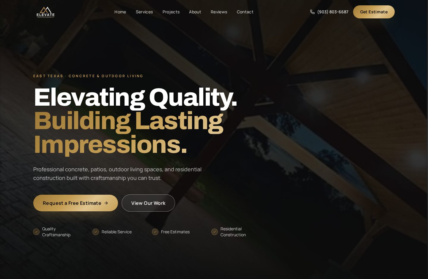 Elevate Construction & Equipment website homepage built by JSH Marketing