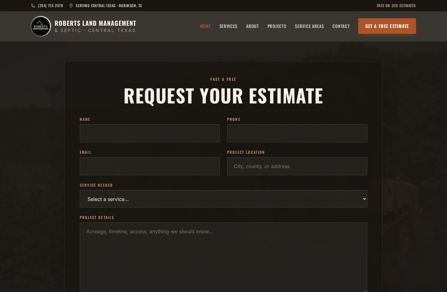 Roberts Landworks website homepage built by JSH Marketing